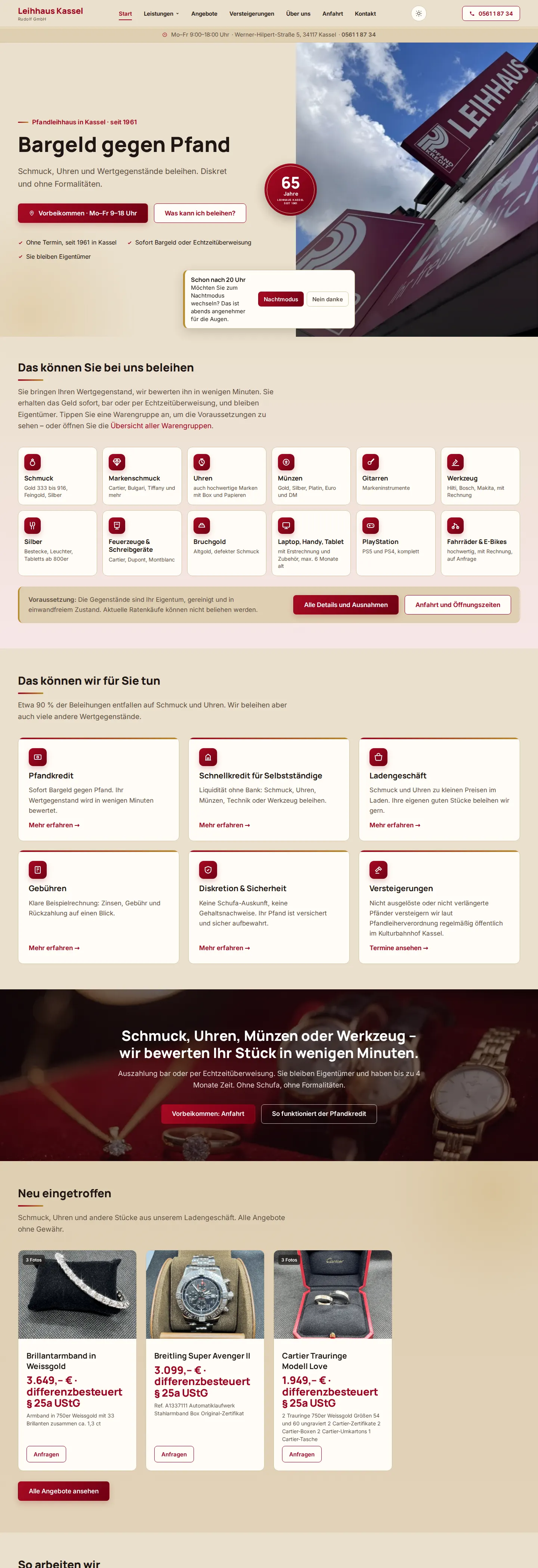 Website Leihhaus Kassel